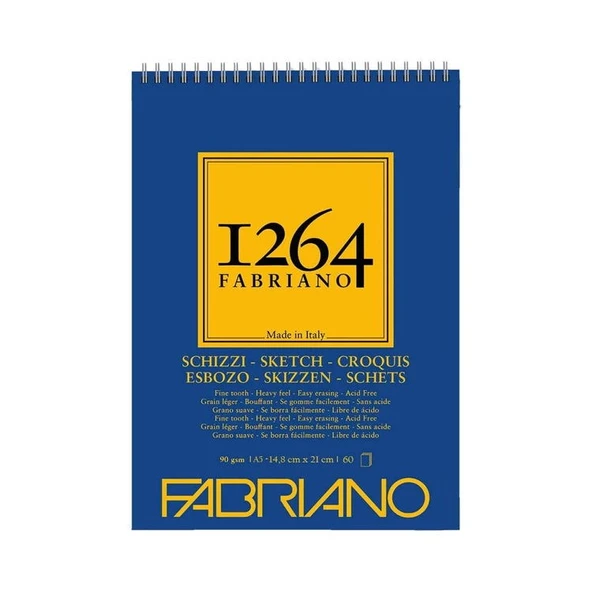 Fabriano 1264 Sketch Paper Eskiz Defteri 90 gr A5 60 yp Üstten Spiralli ürün görseli 1