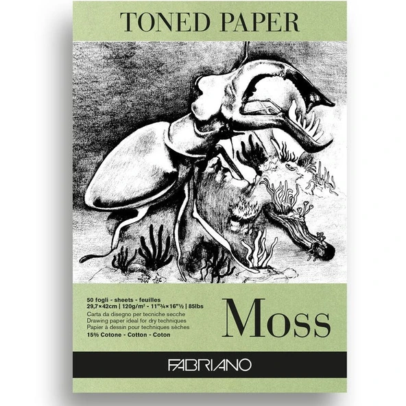 Fabriano Toned Paper Moss Eskiz ve Çizim Blok 120 gr. A3 50 yp. Yosun Rengi ürün görseli 1