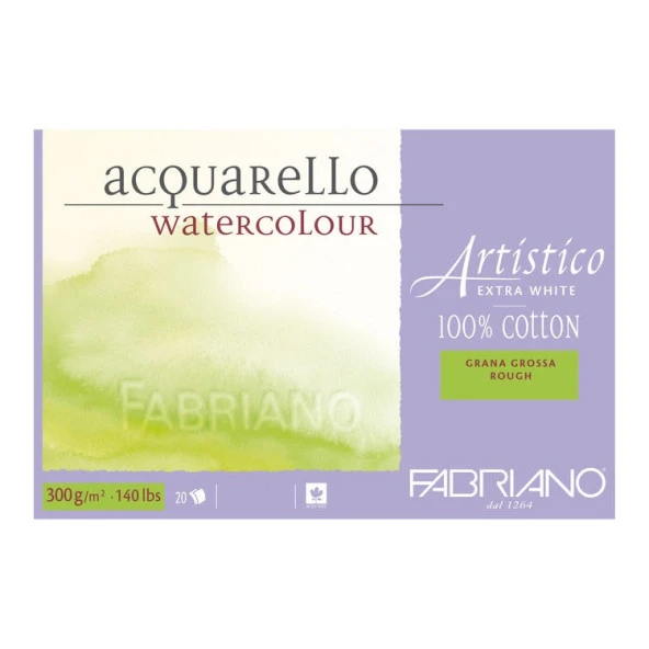 Fabriano Artistico Extra White Suluboya Blok 300 gr. 31x41 cm. 20 yp. Kaba Grenli Rough ürün görseli 1