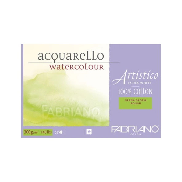 Fabriano Artistico Extra White Suluboya Blok 300 gr. 26x36 cm. 20 yp. Kaba Grenli Rough ürün görseli 1
