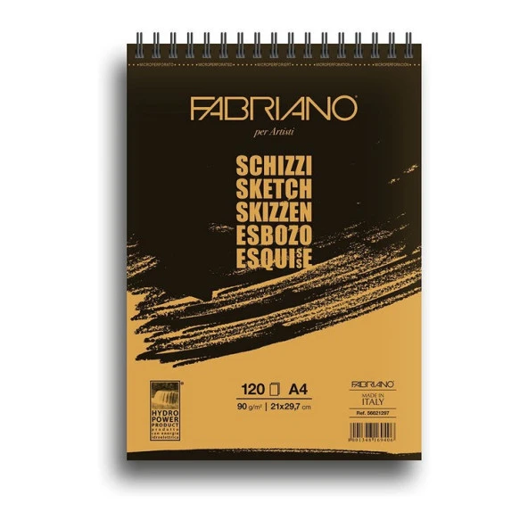 Fabriano Schizzi Doğal İnce Dokulu Eskiz Defteri Üstten Spiralli 90 gr. A4 120 yp. ürün görseli 1