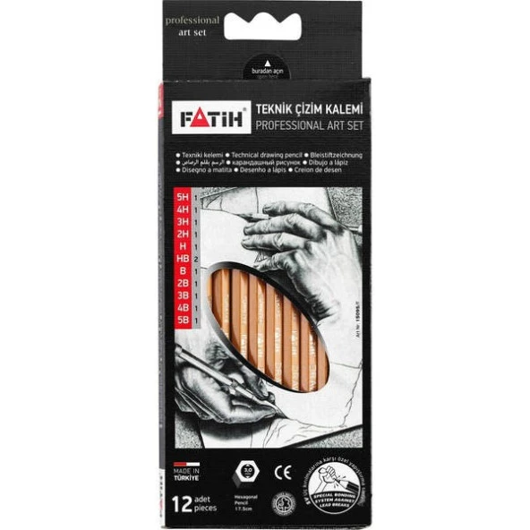 Fatih Teknik Çizim Kalemi Professional Art Set 12li Dereceli Kalem ürün görseli 1