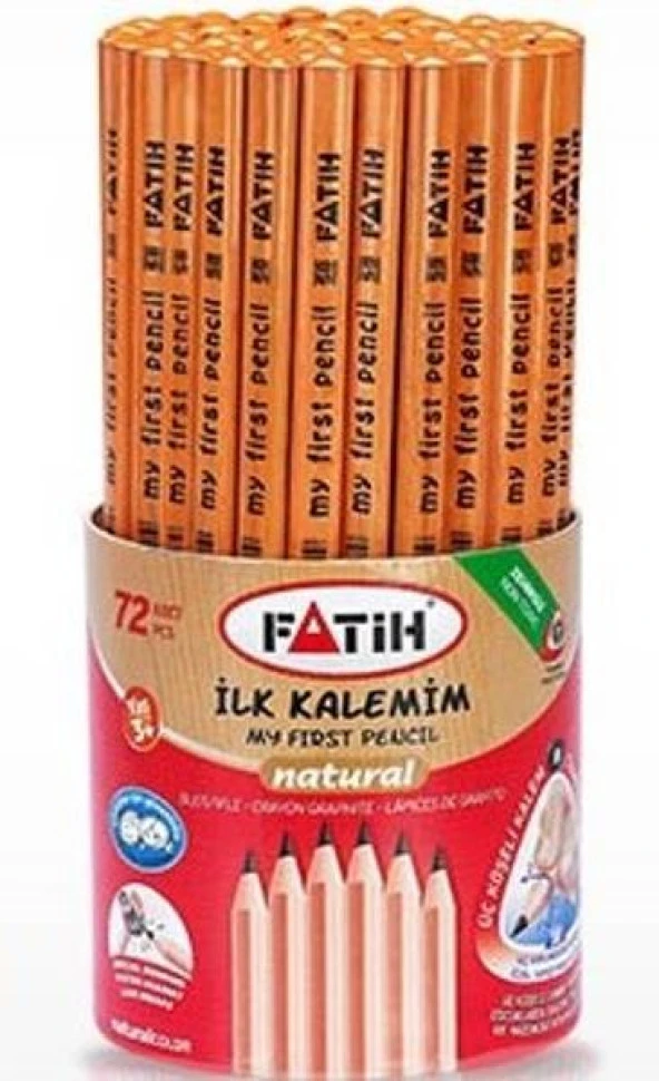Fatih İlk Kalemim Jumbo Üçgen Başlangıç Kalemi NATURAL 72li Kap ürün görseli 1