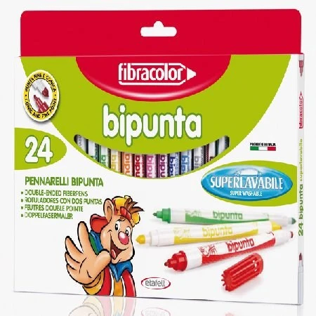 Fibracolor Bipunta Kalın+İnce Çift Uçlu Keçeli Kalem 24 Renk ürün görseli 1