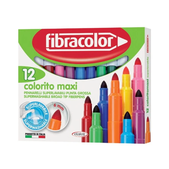 Fibracolor Colorito Maxi Kalın Keçeli Kalem 12 Renk ürün görseli 1