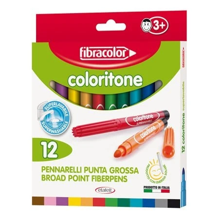 Fibracolor Coloritone Kalın Uçlu Keçeli Kalem 12 Renk ürün görseli 1