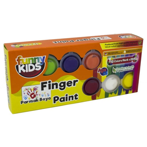 Funny Kids Parmak Boyası 12 Renk x 25 ml Set ürün görseli 1