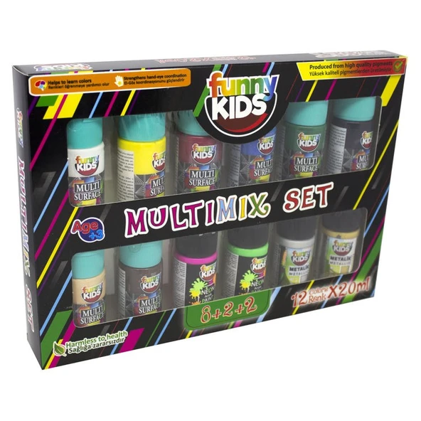 Funny Kids Multimix Akrilik Boya 12 Renk x 20 ml Set ürün görseli 1