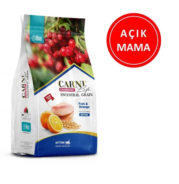 Carni Life Kızılcık Balıklı ve Portakallı Yavru Kedi Maması 1 Kg AÇIK ürün görseli 1
