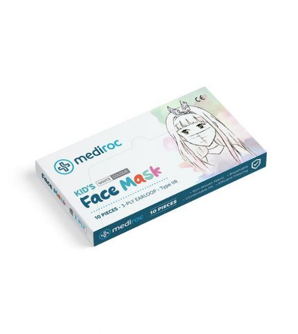 WEXTA COCUKLAR ICIN YUZ MASKES 3 KATLI  BEYAZ10 LU ürün görseli 1