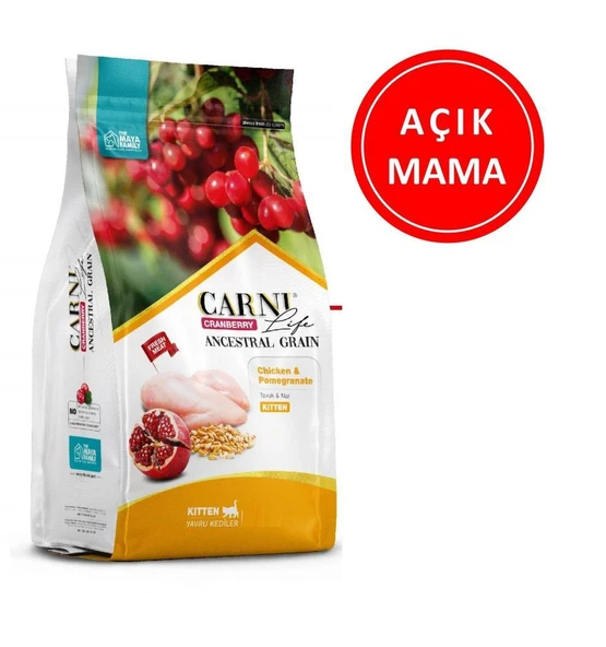 Carni Life Kızılcık Tavuklu ve Narlı Yavru Kedi Maması 1 Kg AÇIK ürün görseli 1