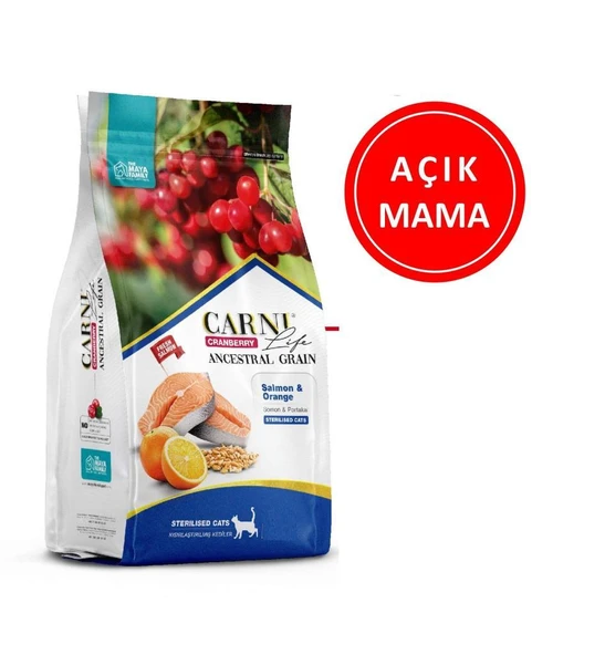 Carni Life Kızılcık Somonlu ve Portakallı Kısırlaştırılmış Kedi Maması 1 Kg AÇIK ürün görseli 1