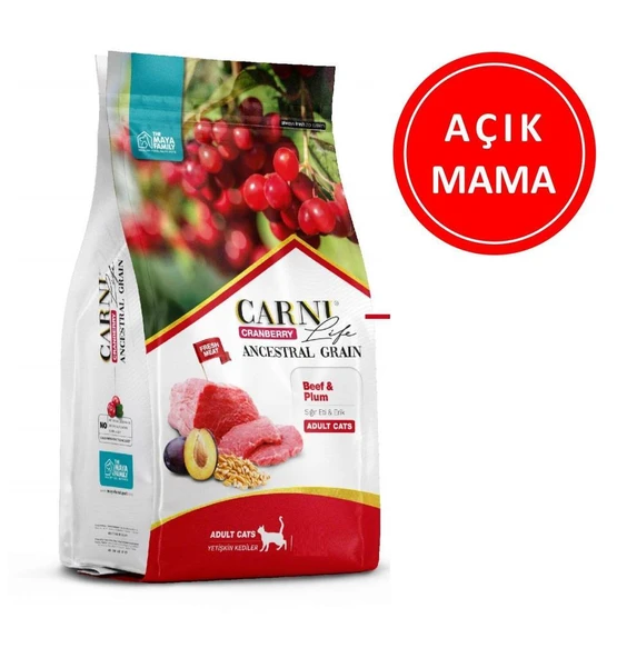 Carni Life Kızılcık Sığır Etli ve Erikli Yetişkin Kedi Maması 1 Kg AÇIK ürün görseli 1