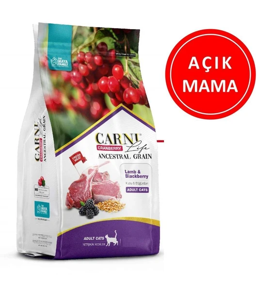 Carni Life Kızılcık Kuzu Etli ve Böğürtlenli Yetişkin Kedi Maması 1 Kg AÇIK ürün görseli 1