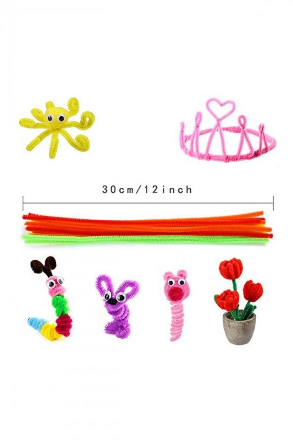 Artlantis Şönil Renkli 30 Cm 100lü 1 Paket 30 Cm Renkli Tüylü Tel 100 Lü 1 Paket ürün görseli 1