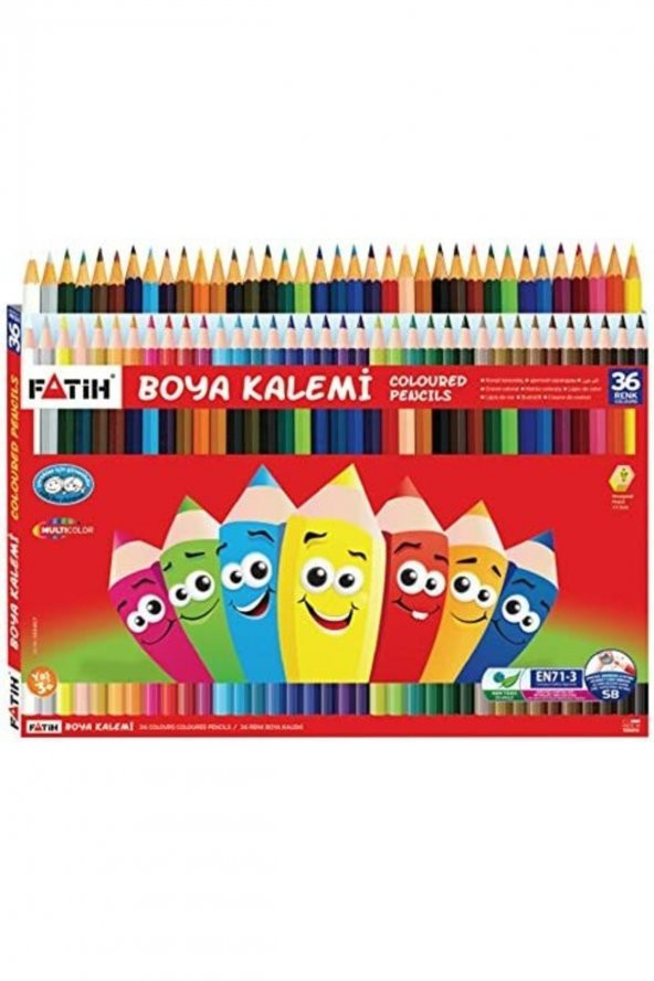 Fatih 36lı Tam Boy Okul Kuru Boya Kalemi Karton Kutu / 33245 ürün görseli 1