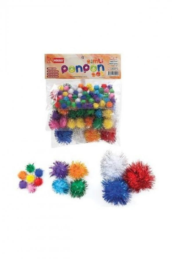 Mikro Pgc-123 Simli Ponpon Set 10-20-30 Mm ürün görseli 1