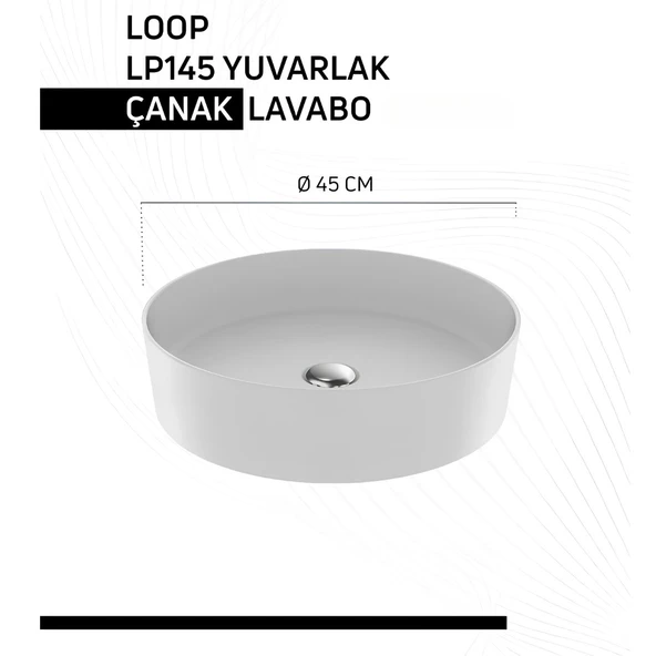 Creavit Loop Oval Tezgâh Üstü Batarya Deliksiz Beyaz Lavabo 45x45 Cm LP145 ürün görseli 1