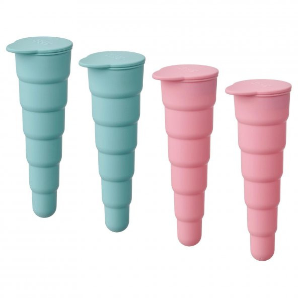 4 Adet Dondurma Kalıbı,MeridyenDukkan Pembe-Turkuaz Renk 16 Cm, 4 Adet Silikon Kauçuk ürün görseli 1