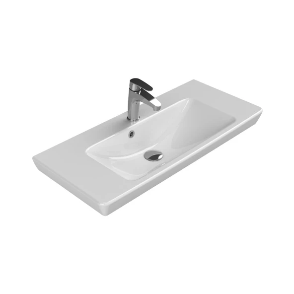 Turkuaz Cerastyle Porto Etajer Uyumlu Beyaz Lavabo 85x38 Cm 068200-u ürün görseli 1