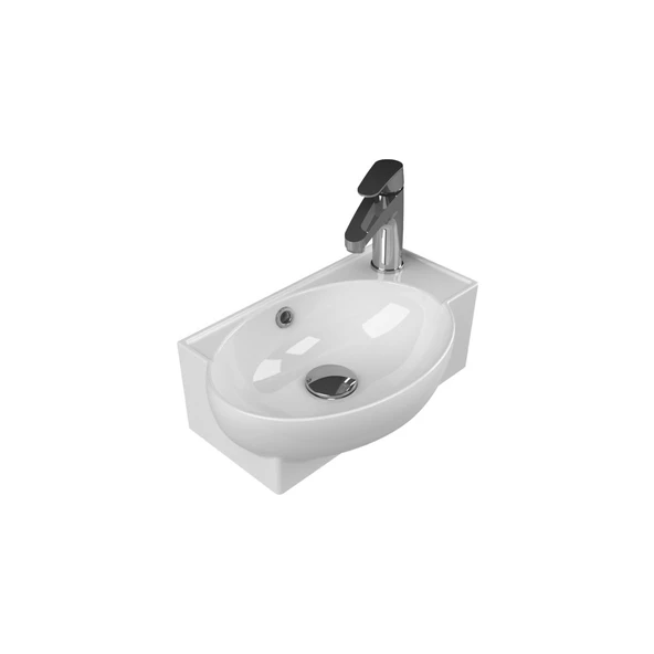 Turkuaz Cerastyle Mini Küçük Köşe Beyaz Lavabo 28x45 Cm 001300-u ürün görseli 1