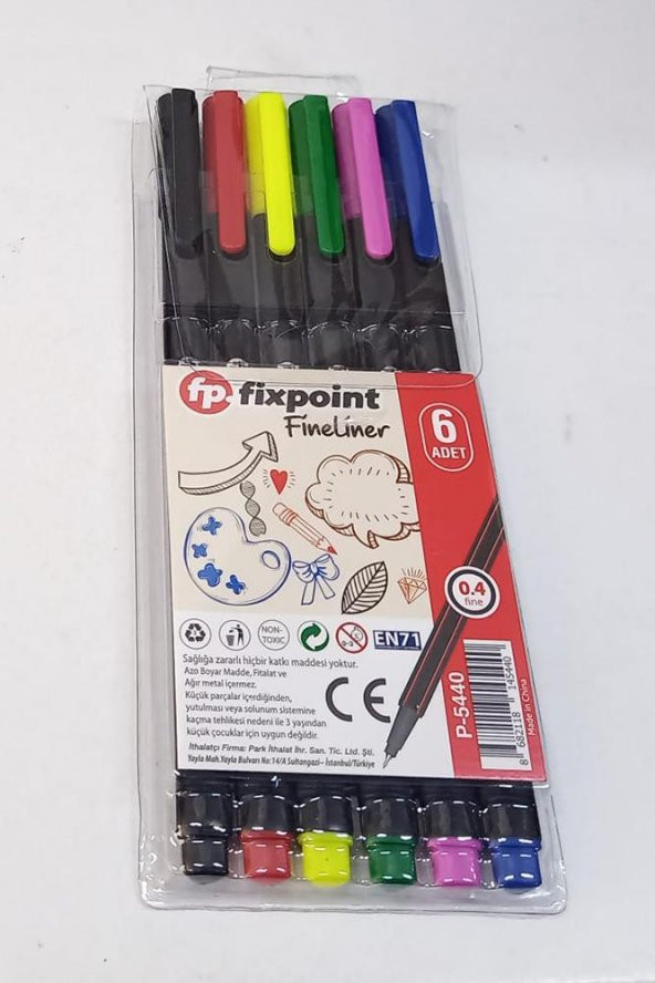 Fineliner 6 Lı İnce Uçlu Kalem 1 Paket 6 Renk 0.4 Mm Keçe Uçlu Kalem Renkli İşaretleme Yazı Kalemi ürün görseli 1