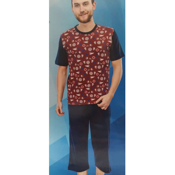 ERKEK XL KAPRİ KISA KOL PİJAMA TAKIMI ürün görseli 1