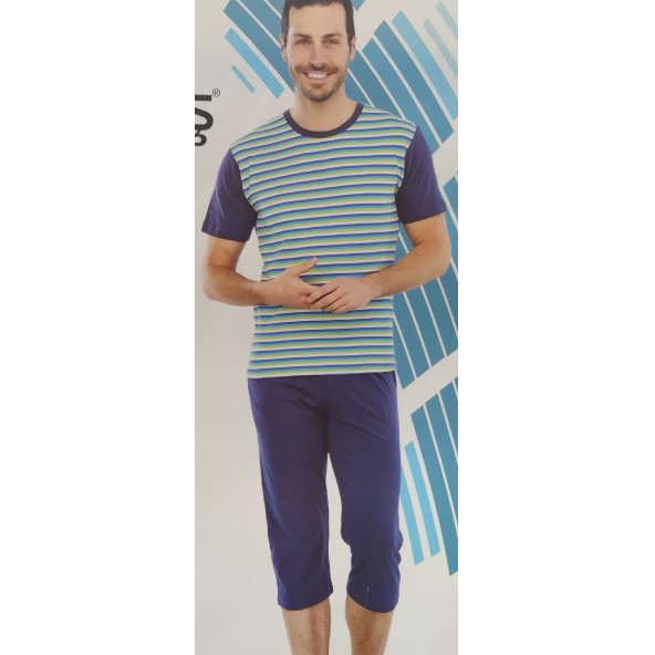 ERKEK XL KAPRİ KISA KOL PİJAMA TAKIMI ürün görseli 1