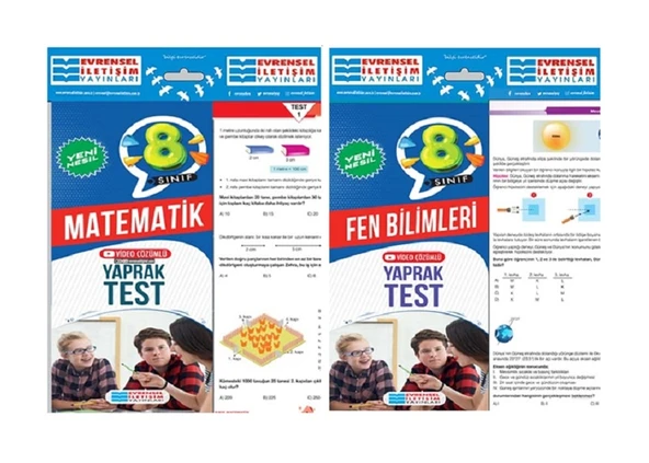 Evrensel İletişim 8. Sınıf Matematik + Fen Bilimleri Yaprak Test Seti 2 Kitap ürün görseli 1