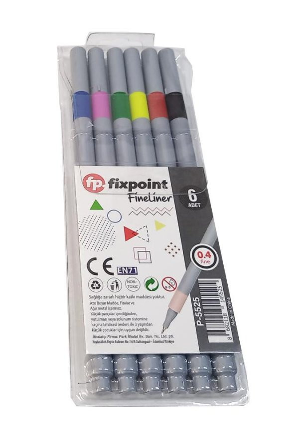 Fineliner 6 Lı İnce Uçlu Kalem 1 Paket 6 Renk 0.4 Mm Keçe Uçlu Kalem Renkli İşaretleme Yazı Kalemi ürün görseli 1