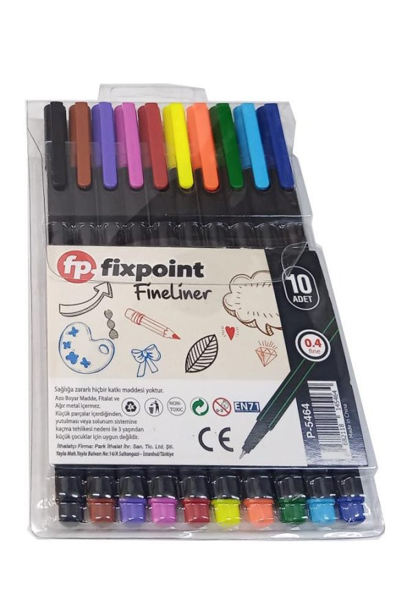 Fineliner 10 Lu İnce Uçlu Kalem 1 Paket 10 Renk 0.4 Mm Keçe Uçlu Kalem Renkli İşaretleme Yazı Kalemi ürün görseli 1