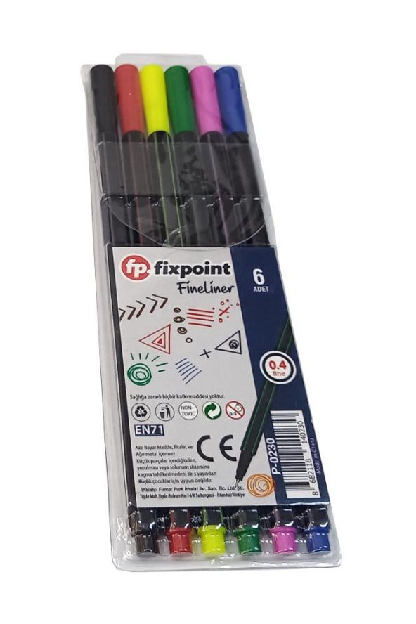 Fineliner 6 Lı İnce Uçlu Kalem 1 Paket 6 Renk 0.4 Mm Keçe Uçlu Kalem Renkli İşaretleme Yazı Kalemi ürün görseli 1