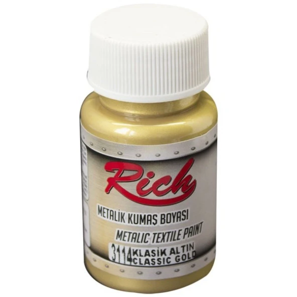 Rich Metalik Kumaş Boyası 50 cc. 3114 KLASİK ALTIN ürün görseli 1
