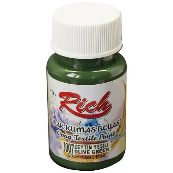 Rich Opak Kumaş Boyası 50 cc. 3007 ZEYTİN YEŞİLİ ürün görseli 1