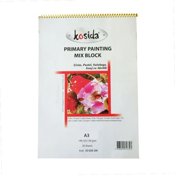 Ponart Kosida Primary Painting Mix Blok Spralli A3 Karma Resim Defteri ürün görseli 1