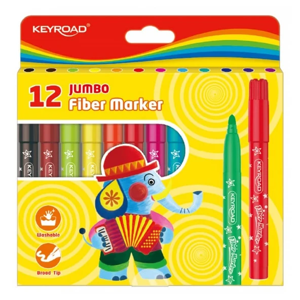 Keyroad Jumbo Keçeli Boya Kalemi 12 Renk ürün görseli 1
