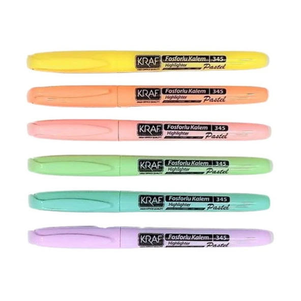 Kraf Pastel Fosforlu Kalem Cep Tipi 6 Renk Set ürün görseli 1