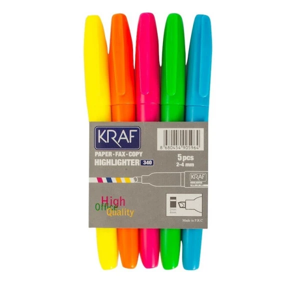 Kraf Fosforlu Kalem Tipi 5 Renk ürün görseli 1