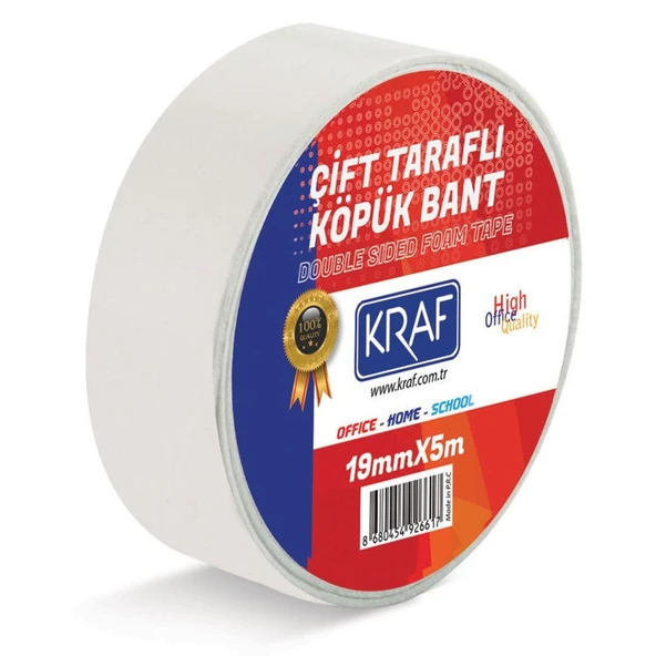Kraf Çift Taraflı Köpük Bant 19 mm x 5 mt ürün görseli 1