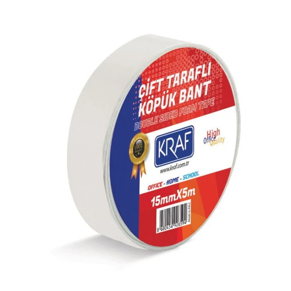 Kraf Çift Taraflı Köpük Bant 15 mm x 5 mt ürün görseli 1
