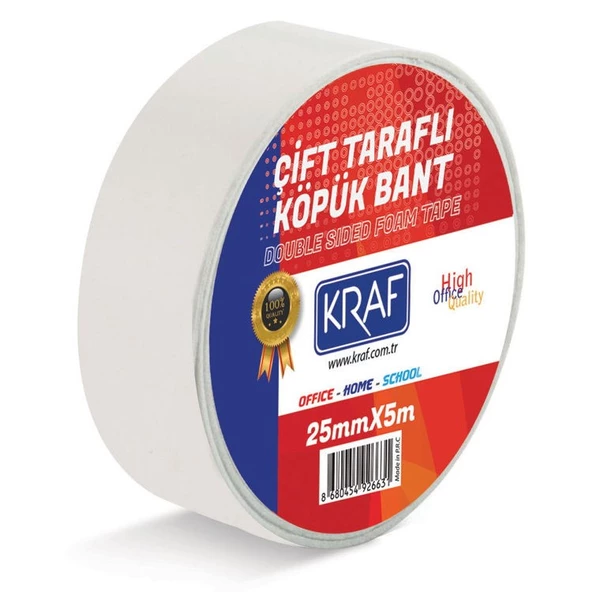 Kraf Çift Taraflı Köpük Bant 25 mm x 5 mt ürün görseli 1