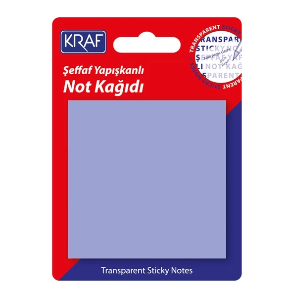Kraf Yapışkanlı Şeffaf Not Kağıdı 76x76 mm 50 yp Transparan Mor ürün görseli 1