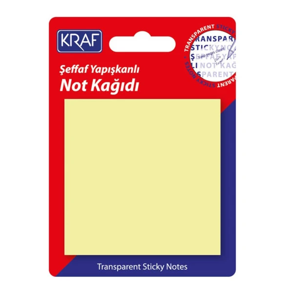 Kraf Yapışkanlı Şeffaf Not Kağıdı 76x76 mm 50 yp Transparan Sarı ürün görseli 1