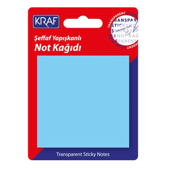 Kraf Yapışkanlı Şeffaf Not Kağıdı 76x76 mm 50 yp Transparan Mavi ürün görseli 1