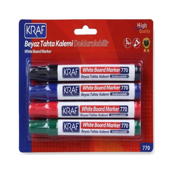 Kraf Doldurulabilir Beyaz Tahta Kalemi 4 Renk Set ürün görseli 1