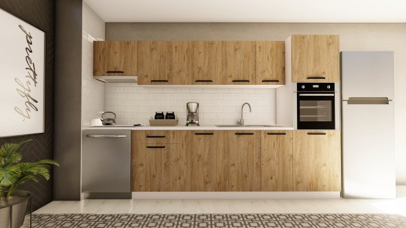 Visas Concept 320 Cm Aylin Hazır Mutfak Dolabı Aspiratör Ve Ankastre Kiler Modüllü Atlantik Çam (TEZGAH DAHİL) ürün görseli 1