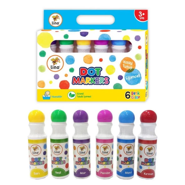 Lino Dot Markers 6 Renk Yıkanabilir ürün görseli 1