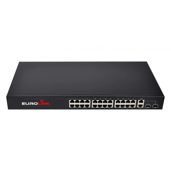 Eurolink 24port 10/1000 +2 uplink 1000Mbps Poe Switch+2sfp ürün görseli 1