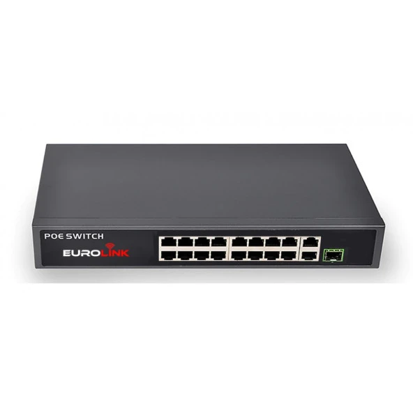 Eurolink 16 port 10/1000 +2 uplink 1000Mbps Poe Switch+1sfp ürün görseli 1