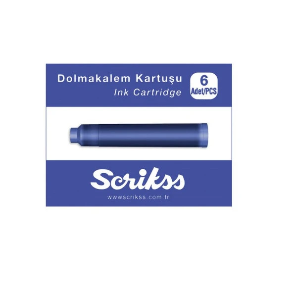 Scrikss Dolmakalem Kartuşu 6lı Kutu Mavi ürün görseli 1